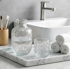 ELEGANT GLASS BEDSIDE WATER CARAFE SET – BEAUTY MEETS EVERYDAY COMFORT! ✨