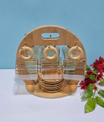 Premium Glass &amp; Bamboo Cup Set 🥂✨