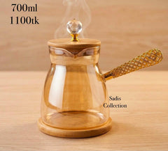 Premium Golden Glass Milk Pot with Handle 🥛✨