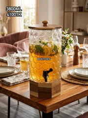 Premium Glass Juice Dispenser with Wooden Stand 🥤🍋