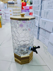 Premium Glass Juice Dispenser with Wooden Stand 🥤🍋
