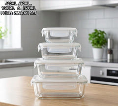 4 Pcs Glass Food Container Set🥗🥦