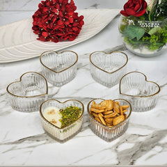 Heart-Shaped Striped Premium Glass Dessert Bowl Set 🍓💛