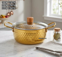 Premium Golden Hammered Cooking Pot Set – Cook with Style &amp; Elegance 🍲✨