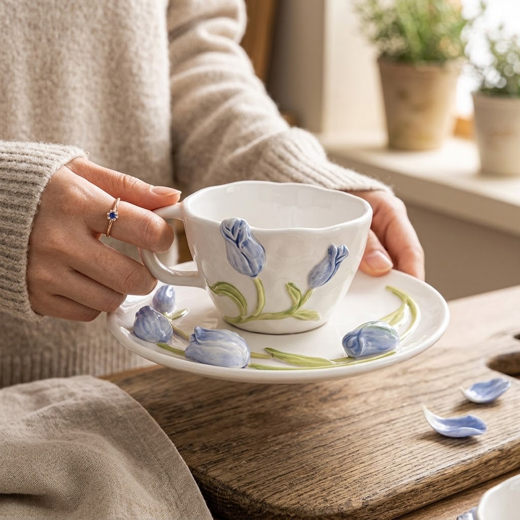 Aesthetic Flower Print Ceramic Tea &amp; Coffee Mug☕🌸