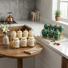 ELEGANT 7PC CERAMIC KITCHEN STORAGE JAR SET ✨🌻