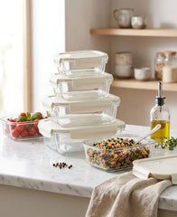 Oven-Proof Glass Food Storage &amp; Lunch Box Set – Smart Storage, Stylish Living! 🌸🌸🍱✨