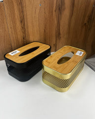 ELEGANT METAL AND WOODEN TISSUE BOX 🌿🖤