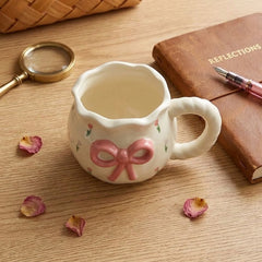 Romantic Bowed Rose Printed Handmade Ceramic Mug 🌷🎀 🌹