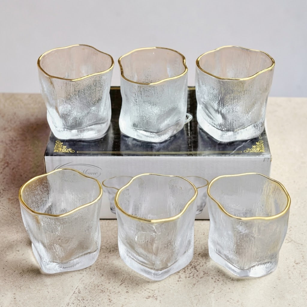 Uneven Glacier Pattern Golden Rim Premium Finish🥥🥃🍋