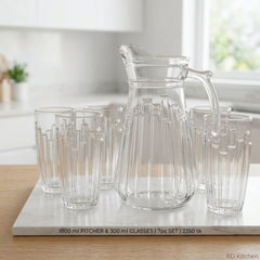 QING PING GOU Glass Jug with 6 Glasses ✨
