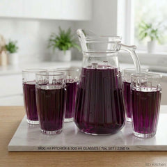 QING PING GOU Glass Jug with 6 Glasses ✨