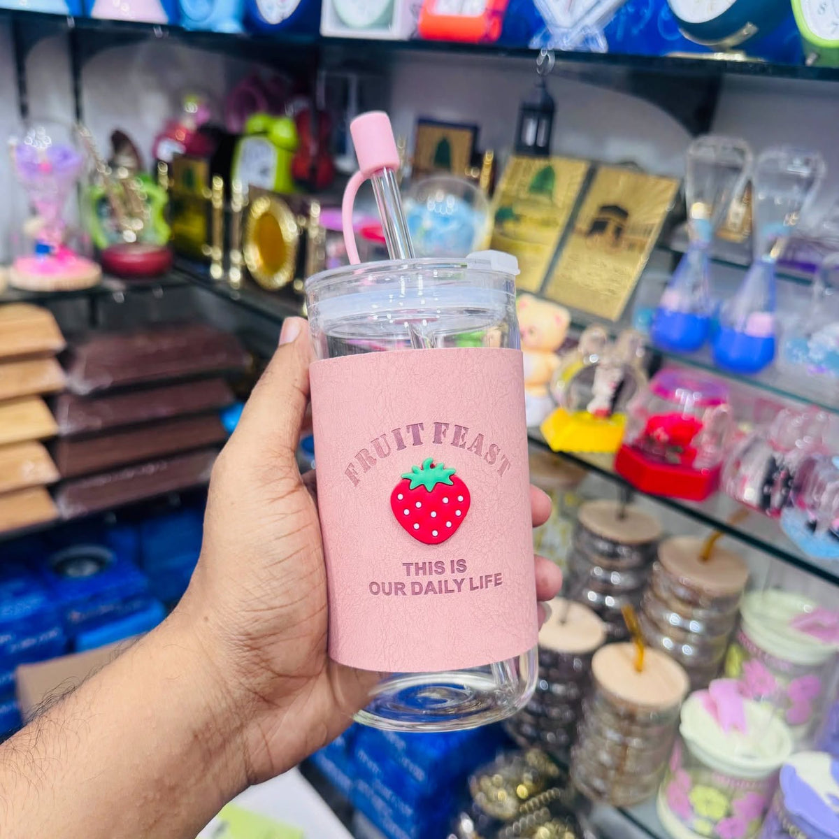 Fruit Feast 3D Strawberry Glass Tumbler 🍓