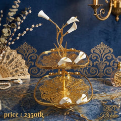 LUXURY 2-TIER GOLDEN GLASS SERVING STAND ✨✨