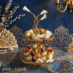 LUXURY 2-TIER GOLDEN GLASS SERVING STAND ✨✨