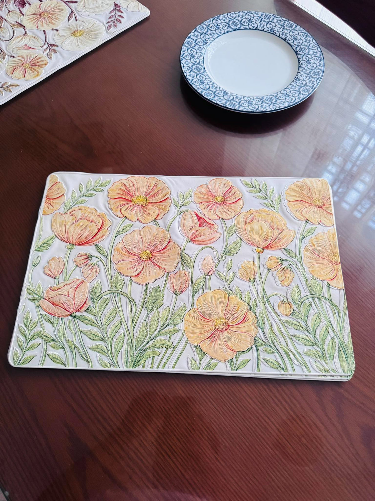 FLORAL PVC PRINT TABLE MAT SET FOR AN ELEGANT, STYLISH & BEAUTIFULLY DECORATED DINING EXPERIENCE! ✨🌸