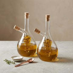 Dual Storage Borosilicate Heat-Resistant Imported Glass Oil Pot with Cork Lid 🏺✨