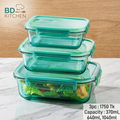 Premium 3pcs Glass Food Storage Set – Smart &amp; Convenient Kitchen Essential 🥗🏡