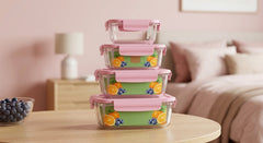 Oven-Proof Glass Food Storage &amp; Lunch Box Set – Smart Storage, Stylish Living! 🌸🌸🍱✨