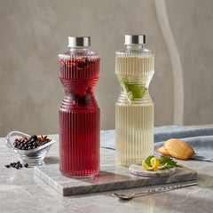 Premium Striped Glass Bottle – 1000ml 💛🍇