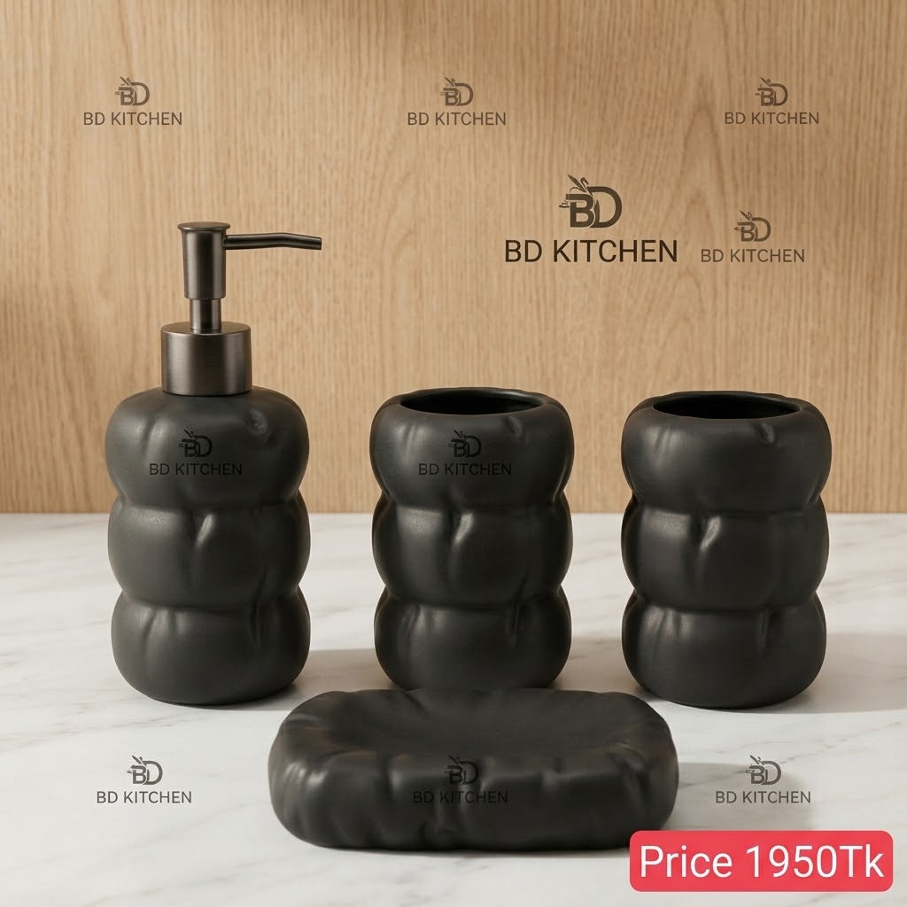 Modern Sculptural Ceramic Bathroom Accessory Set ✨🛁