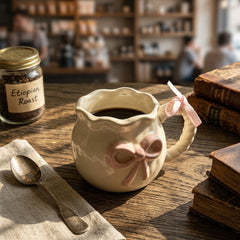 Handmade Pink Bowed Ceramic Mug ☕💗