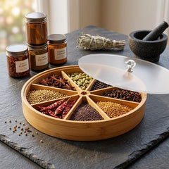 Elegant Round Bamboo Serving Tray with Transparent Acrylic Lid 🌿✨