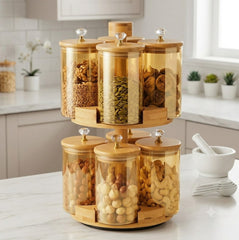 Organize Your Spices in Style with This Premium Rotating Spice Jar Set! 🥫🌾✨
