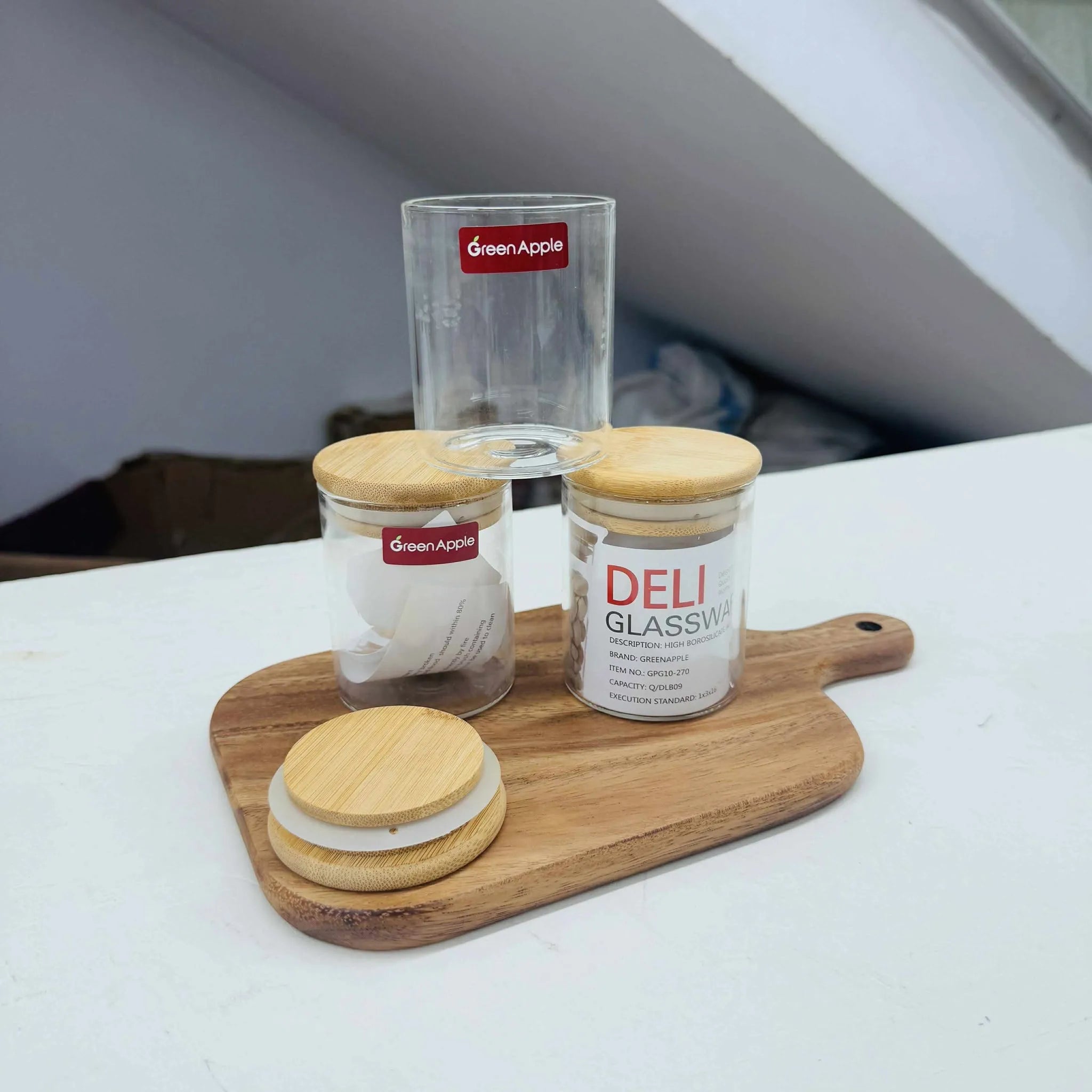 3pc Mini Glass Masala jar set 220ml 270ml 320ml