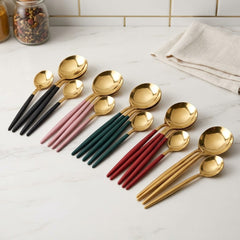 Premium 24pcs Golden Stainless Steel Cutlery Set – Luxury Dining &amp; Elegant Gift Box Collection 🌷🍽️🥦