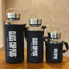 Printed Transparent Borosilicate Heat-Resistant Hot &amp; Cold Glass Bottle With Protective Cover 💧🍂🥝