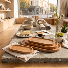 Slender Long Oval Bamboo Serving Tray Smooth Finish | Imported Quality | Elegant Design 🌿☕🥐🧈