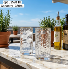 Glacier Pattern Golden Rimmed Glass Set – Luxury Serving Experience ✨