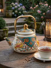 Vintage-Style Floral Enamel Tea Kettle – Timeless Beauty for Every Tea Moment ☕🌸✨