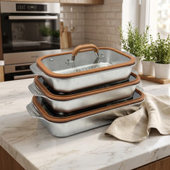 Stainless Steel Serving Dish with Tempered Glass Lid 🍽️