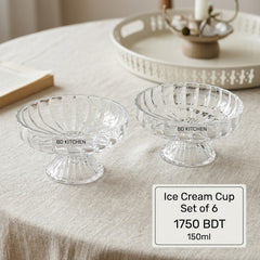 Curved Premium Clear Glass Goblet Bowl Set – 6pcs 🍓✨