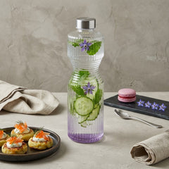 Premium Striped Glass Bottle – 1000ml 💛🍇