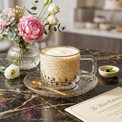 Glacier Premium Tea Cup Set – Crystal Clear Elegance with Golden Rim 🪷✨