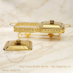 ✨🔥 LUXURY DOUBLE GLASS CHAFING DISH & BUFFET FOOD WARMER 🔥✨