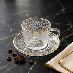 Dotted Premium Tea Cup Set – Elegant Golden Rim Design 🍃✨