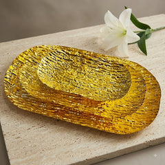 Luxury Golden Metallic 3pc Oval Serving Tray Set with Unique Uneven Design – Perfect for Stylish Serving, Home Décoration & Elegant Guest Entertaining 💛🍰