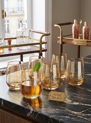 Elegant Amber-Tinted Stemless Wine Glasses 🍷🤎