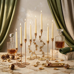 Luxury Imported Golden Metal Floral Candle Holder Collection 🕯️🌸