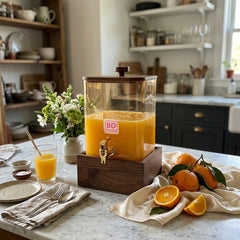 SQUARE BROWN GLASS JUICE DISPENSER WITH WOODEN STAND – ELEGANT &amp; STYLISH SERVING! 🥤🤎
