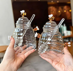 Transparent Bee Jar Unique Tapered Jar Honey Pot Sealed Honeycombs Shape Large Honey Bottle Honey Pot Jar
