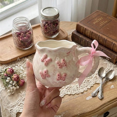Cute Pink Bowed Handmade Ceramic Mug ☕💗