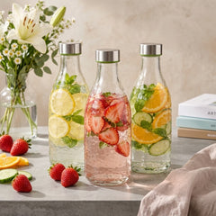 Premium Hammer Pattern Glass Bottle – 1000ml ✨🍋
