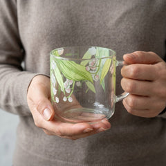 Flower Print Borosilicate Glass Tea &amp; Coffee Mug 2Pc Set ☕🌤️