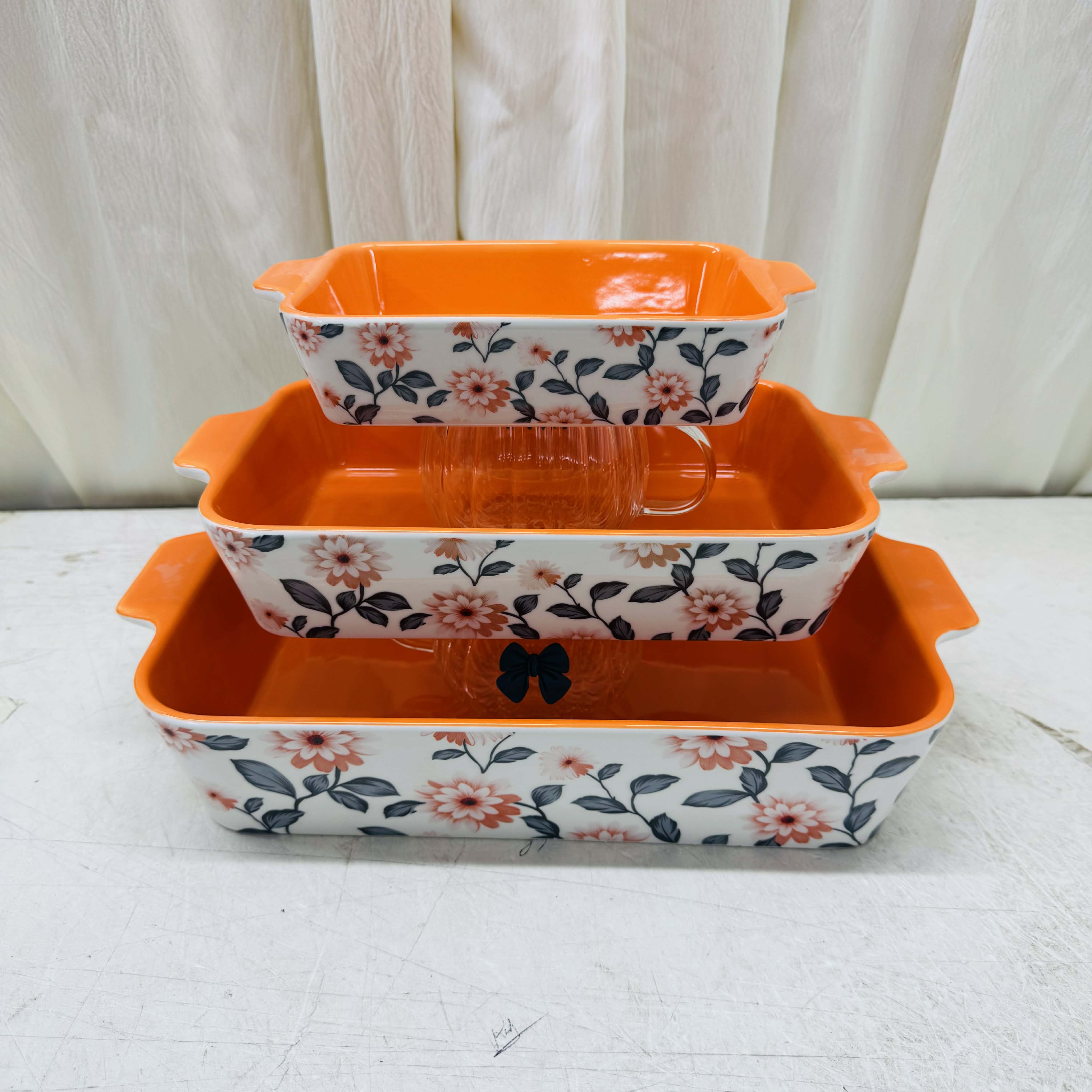 Floral Ceramic Bakeware and Serving set
