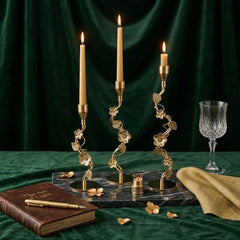 Luxury Imported Golden Metal Floral Candle Holder Collection 🕯️🌸